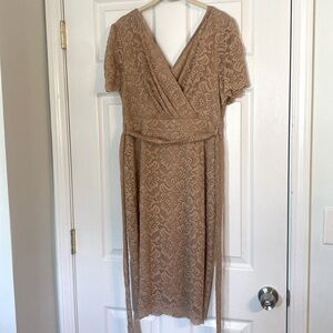 Brand New With Tags Grace Karin , floral lace dress v neck with belt